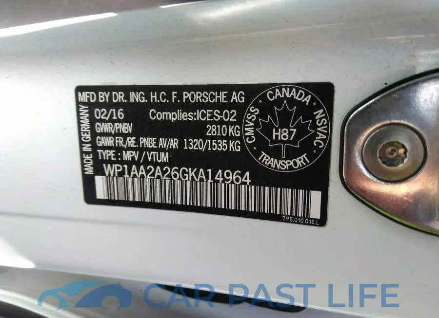 WP1AA2A26GKA14964# 9