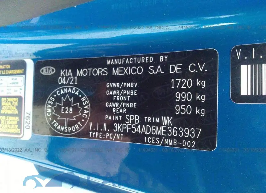 3KPF54AD6ME363937# 9