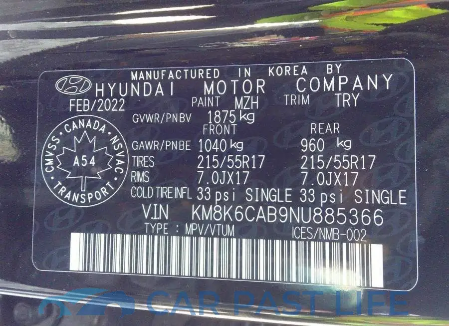 KM8K6CAB9NU885366# 9
