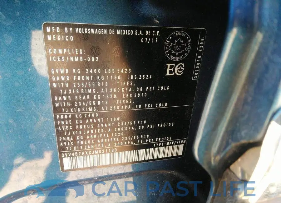 3VV4B7AXXJM021180# 9