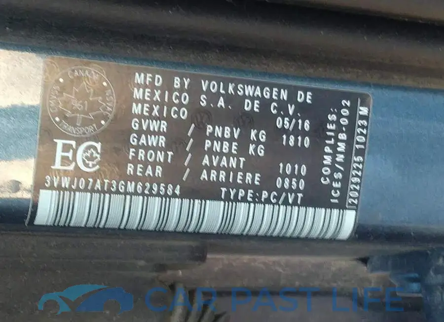 3VWJ07AT3GM629584# 9