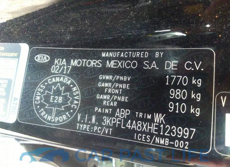 3KPFL4A8XHE123997# 9