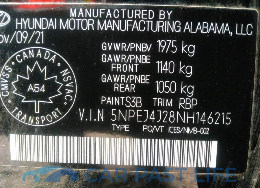 5NPEJ4J28NH146215# 9