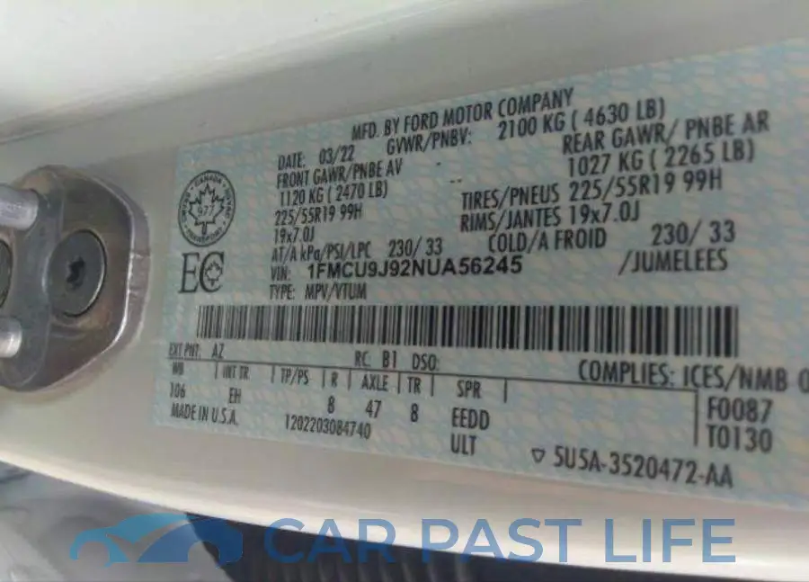 1FMCU9J92NUA56245# 10