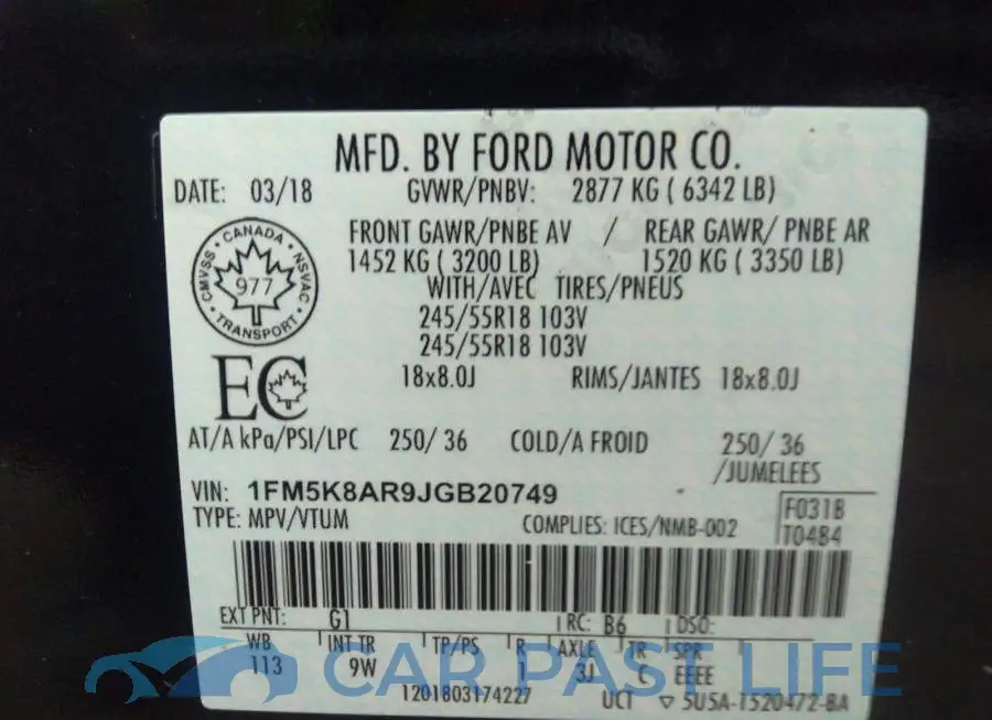 1FM5K8AR9JGB20749# 9
