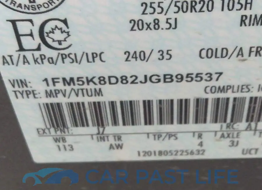 1FM5K8D82JGB95537# 9