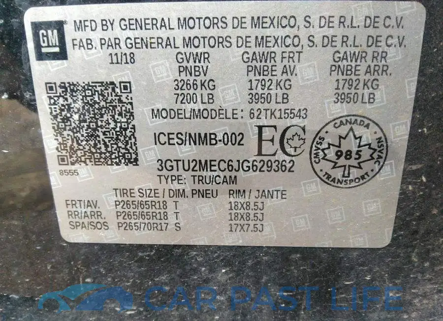 3GTU2MEC6JG629362# 9