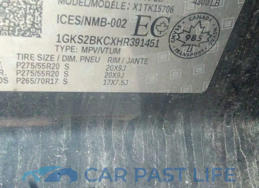 1GKS2BKCXHR391451# 9