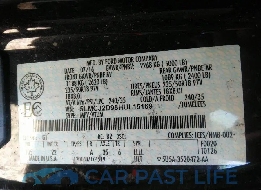 5LMCJ2D98HUL15169# 9