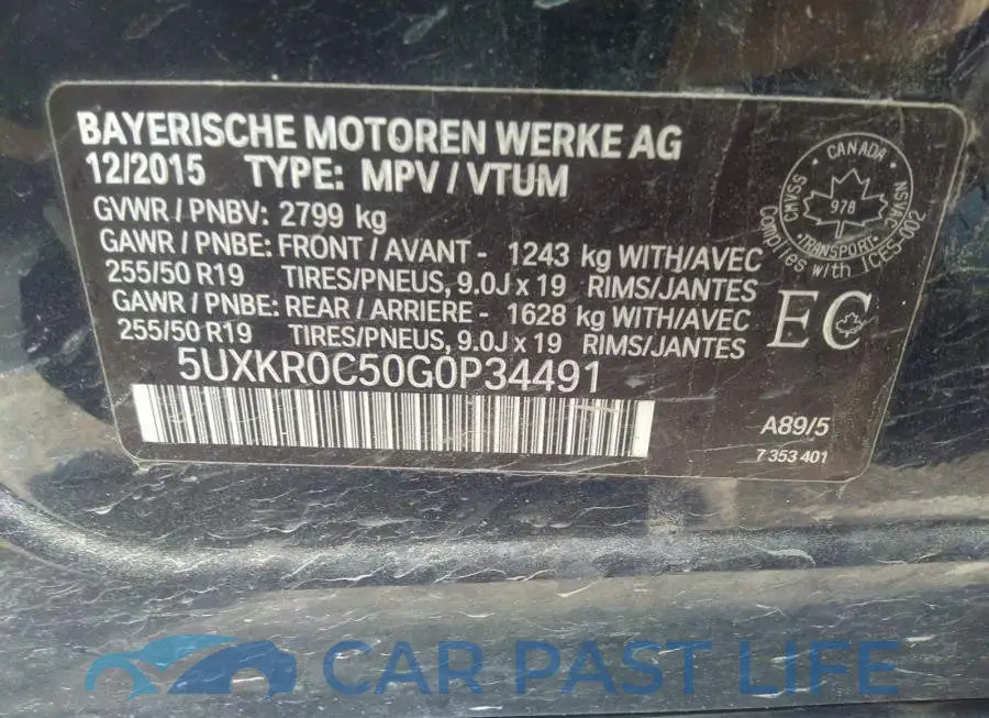 5UXKR0C50G0P34491# 9