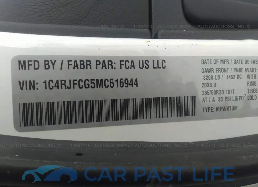 1C4RJFCG5MC616944# 9