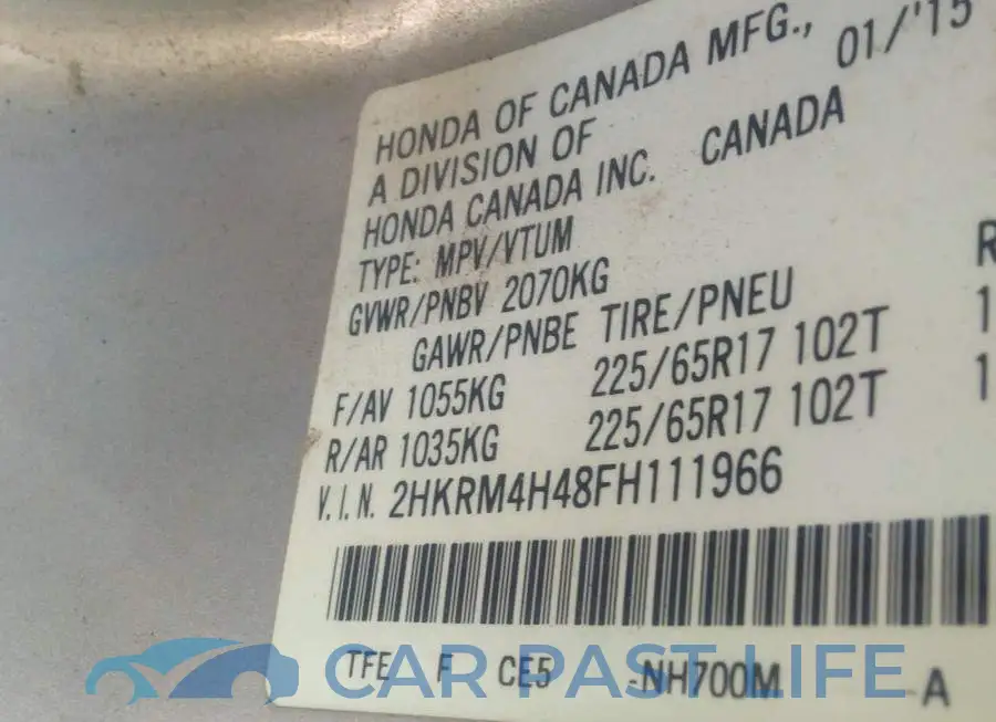 2HKRM4H48FH111966# 9