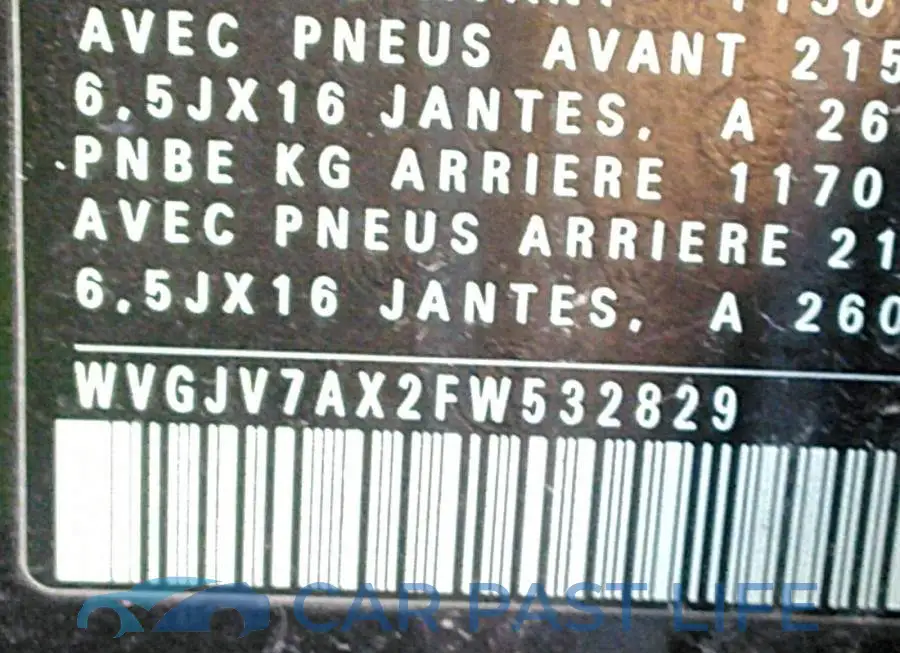 WVGJV7AX2FW532829# 9