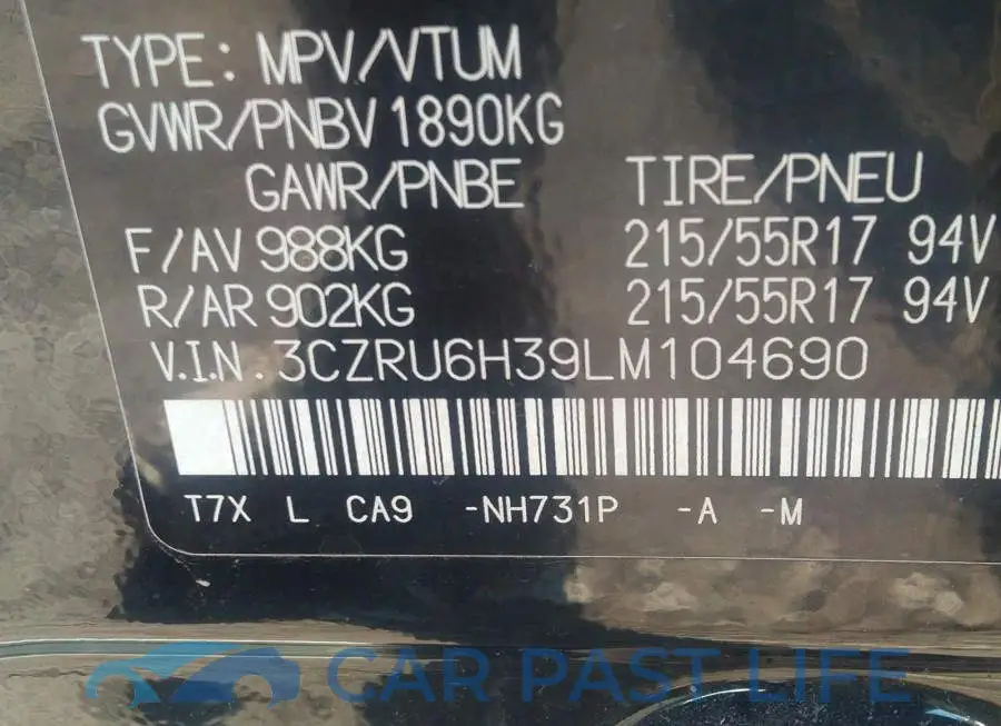 3CZRU6H39LM104690# 9