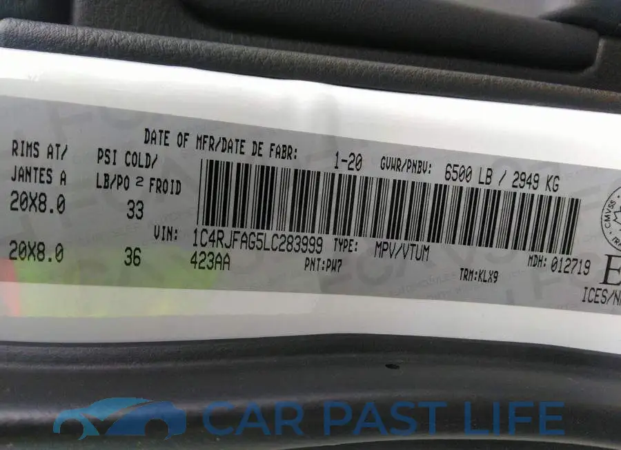 1C4RJFAG5LC283999# 9