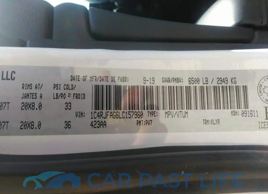 1C4RJFAG6LC157960# 9