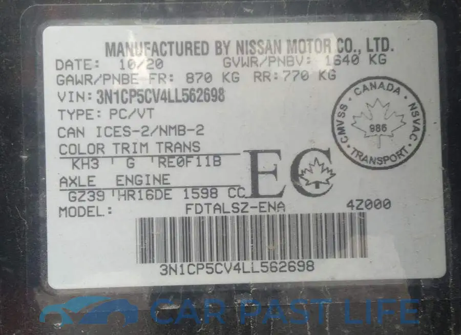 3N1CP5CV4LL562698# 9