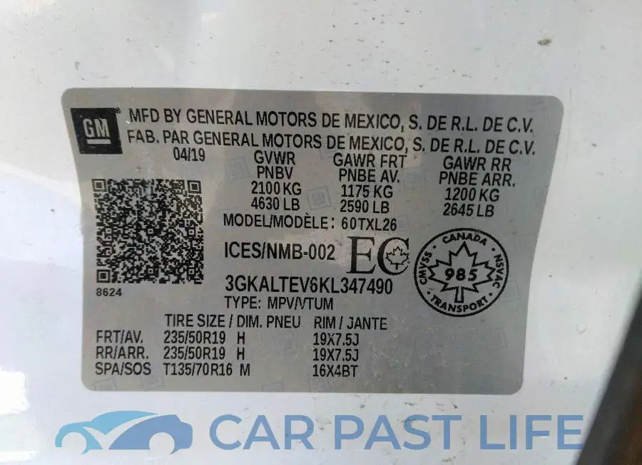 3GKALTEV6KL347490# 9