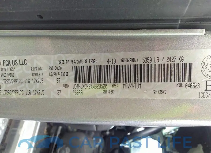 1C4HJXCN2KW629520# 9