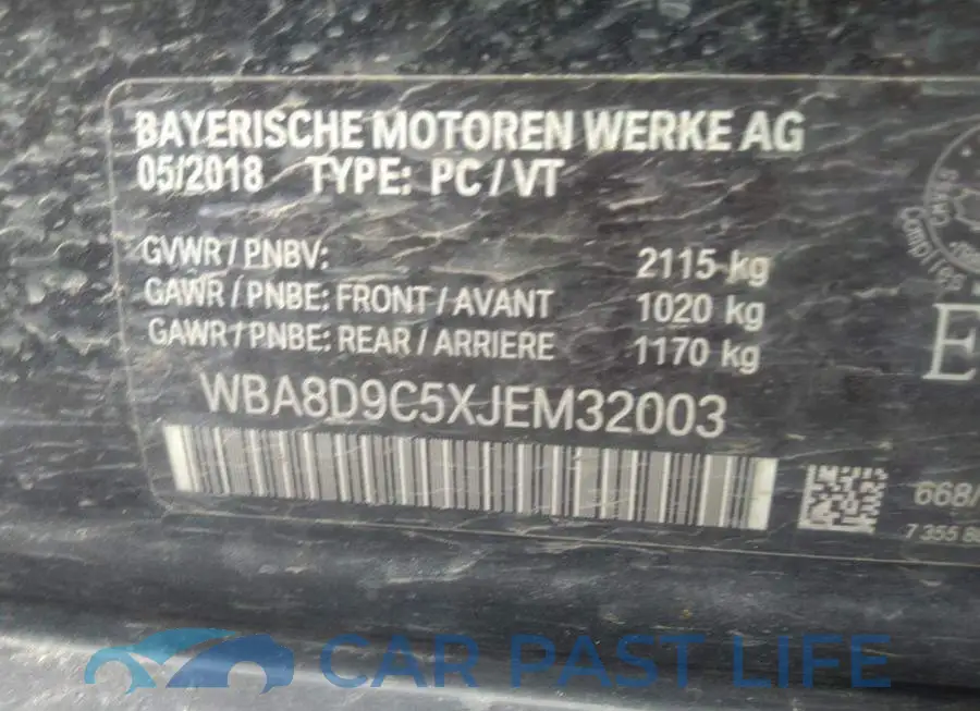 WBA8D9C5XJEM32003# 9