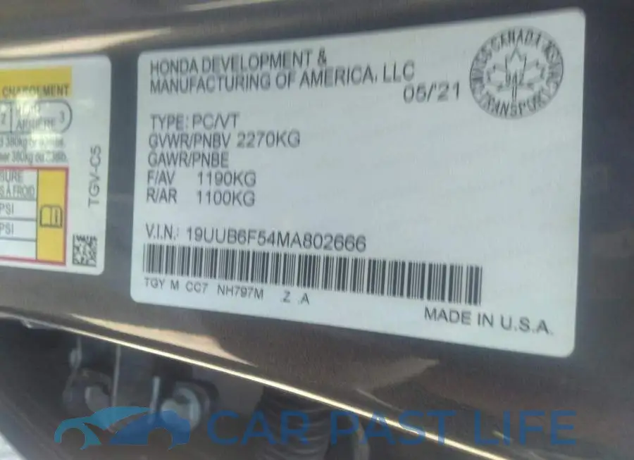 19UUB6F54MA802666# 9