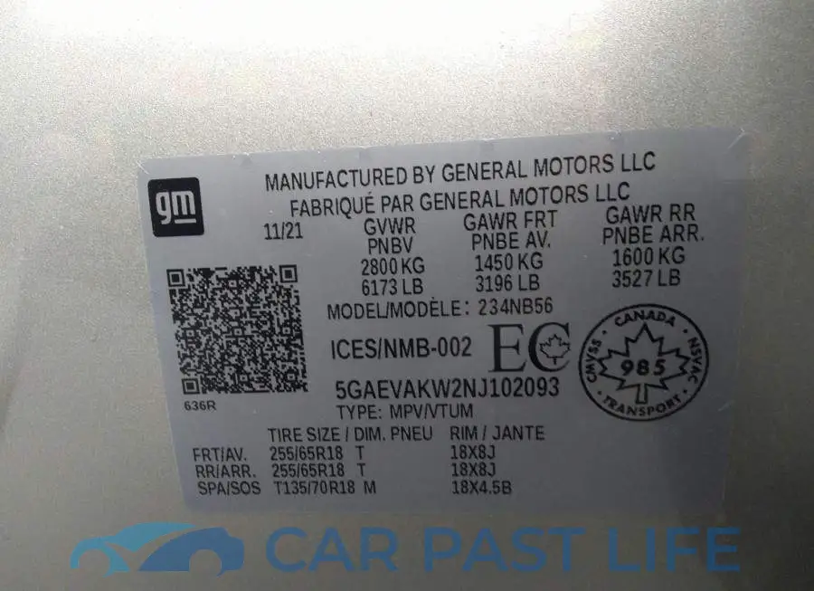 5GAEVAKW2NJ102093# 9
