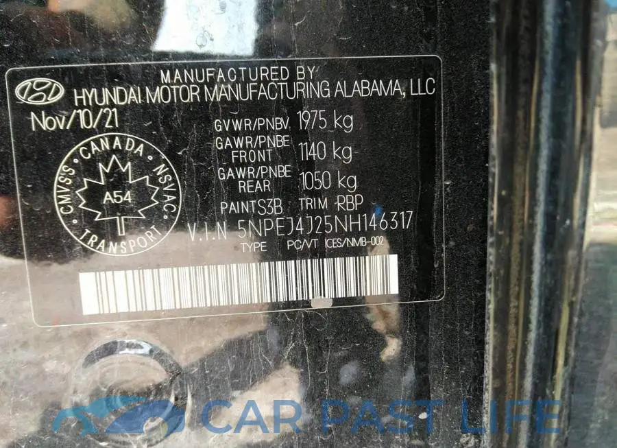 5NPEJ4J25NH146317# 9