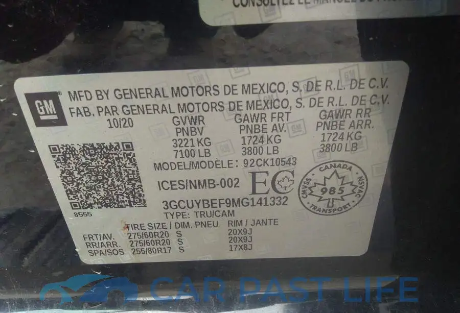 3GCUYBEF9MG141332# 9