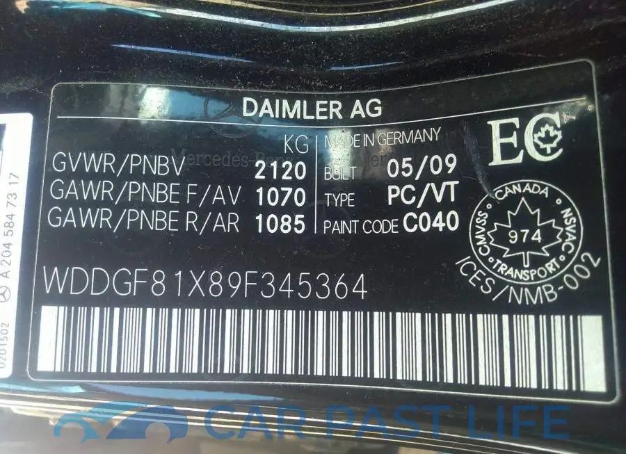 WDDGF81X89F345364# 9