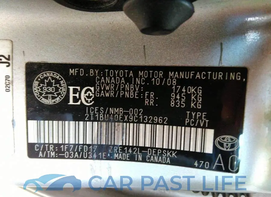 2T1BU40EX9C132962# 9
