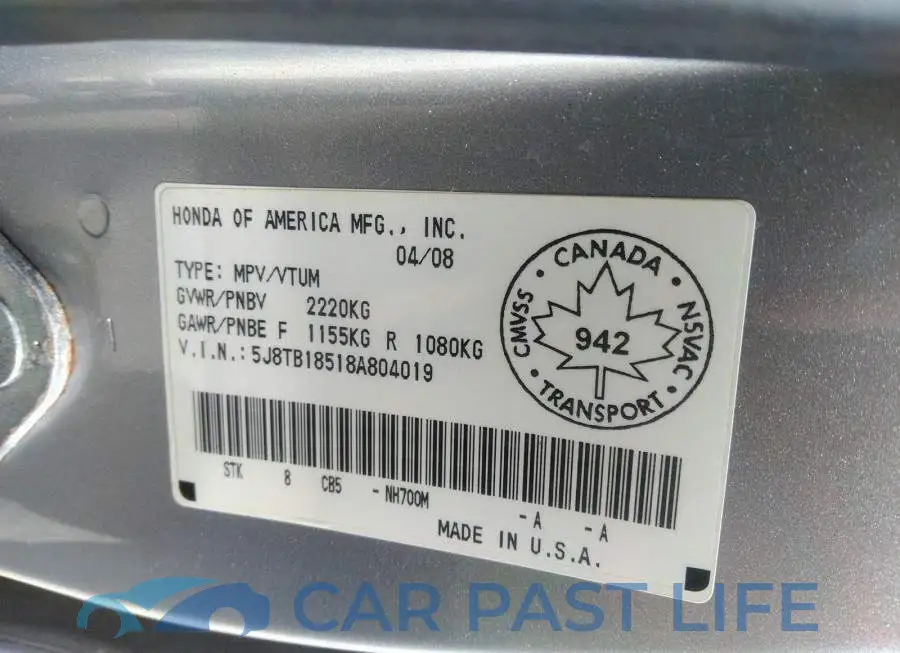 5J8TB18518A804019# 9