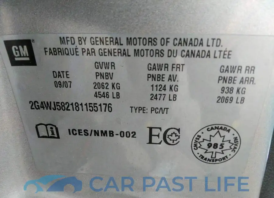 2G4WJ582181155176# 9