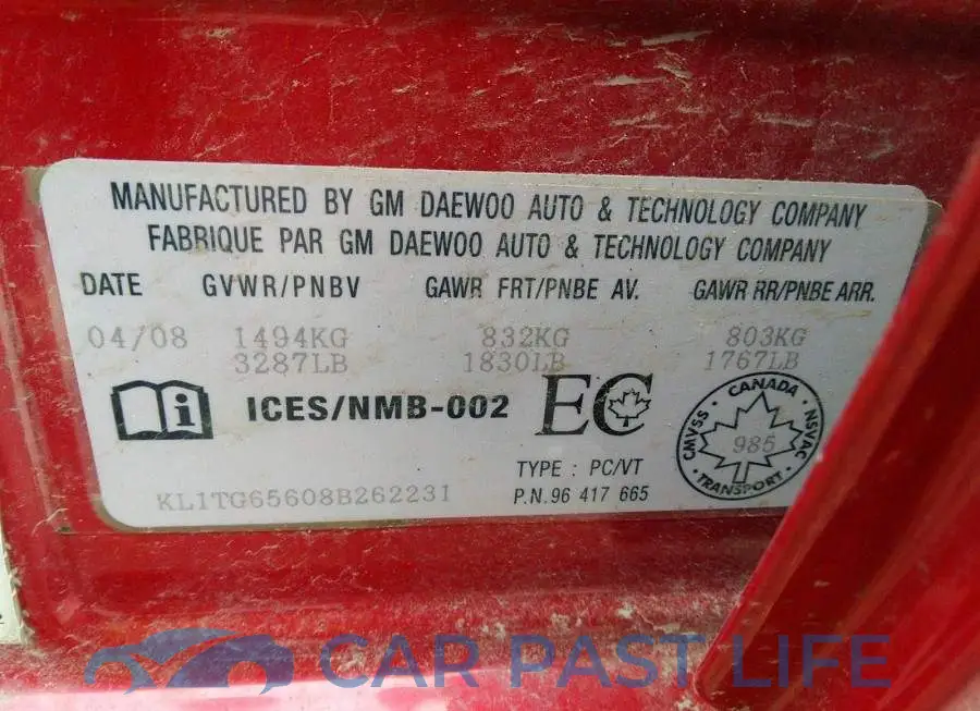 KL1TG65608B262231# 9