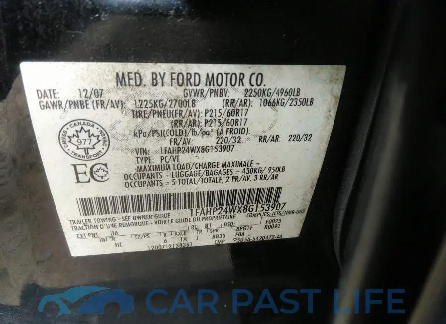 1FAHP24WX8G153907# 9