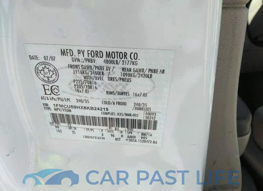 1FMCU59HX8KB24215# 9
