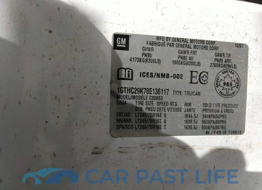 1GTHC29K78E136117# 9