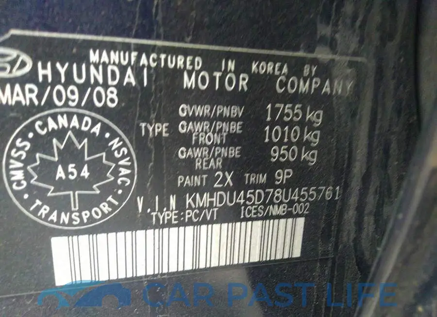 KMHDU45D78U455761# 9