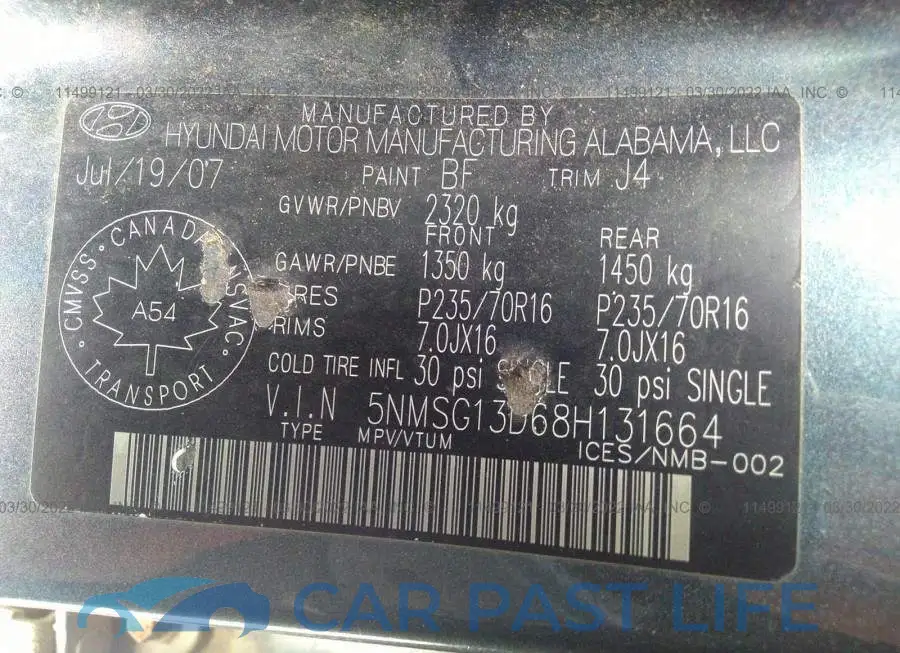 5NMSG13D68H131664# 9