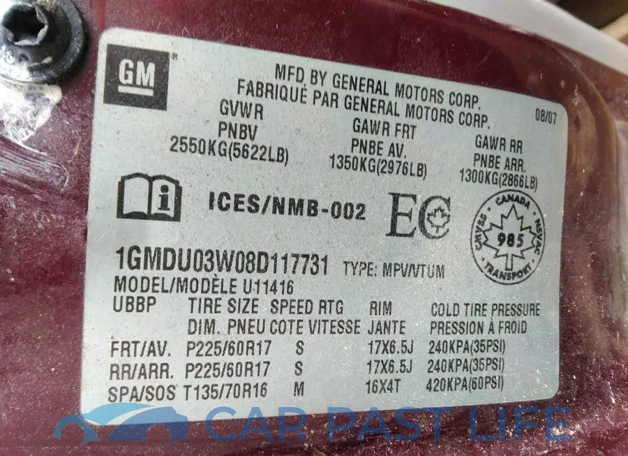 1GMDU03W08D117731# 9