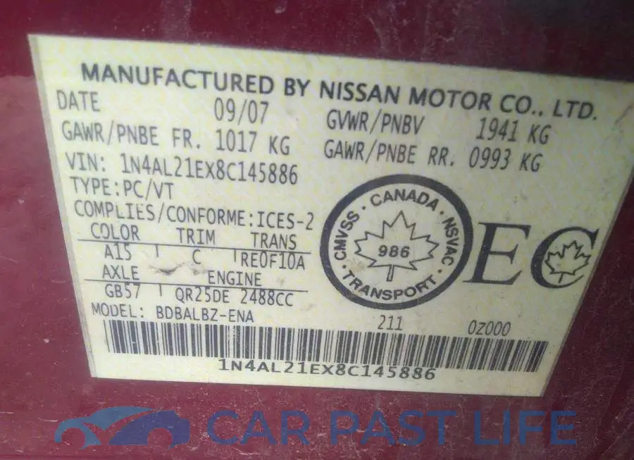 1N4AL21EX8C145886# 9