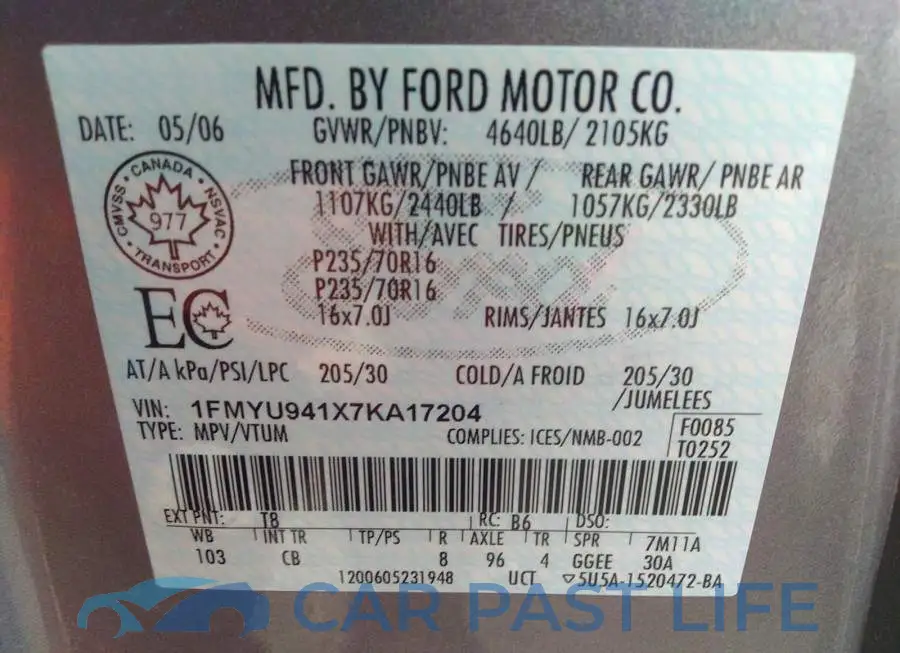 1FMYU941X7KA17204# 9