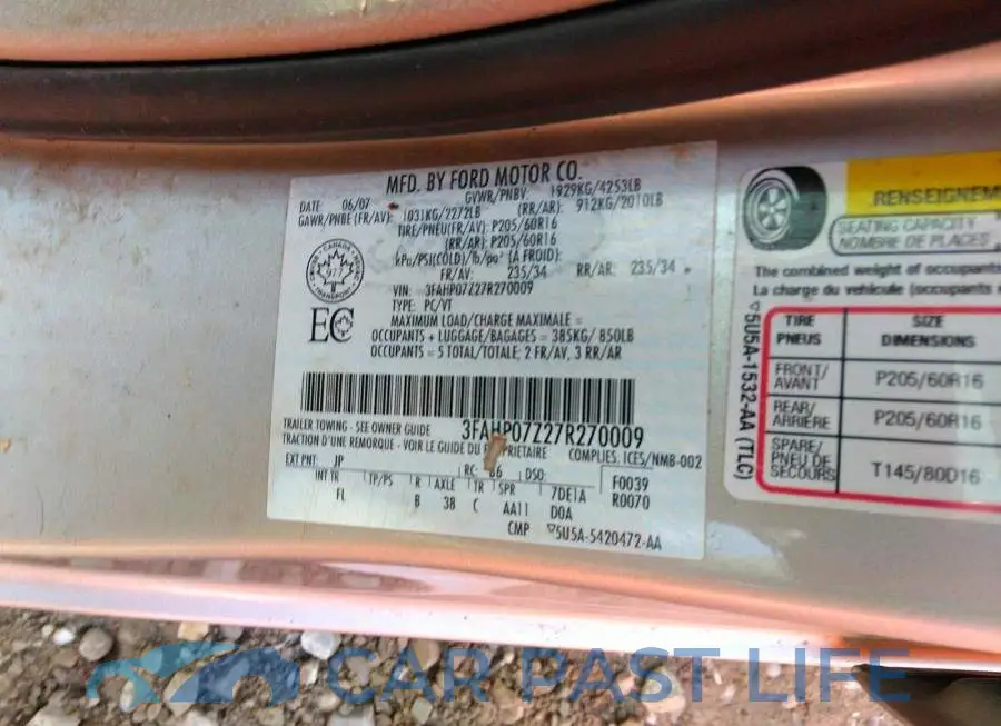 3FAHP07Z27R270009# 9