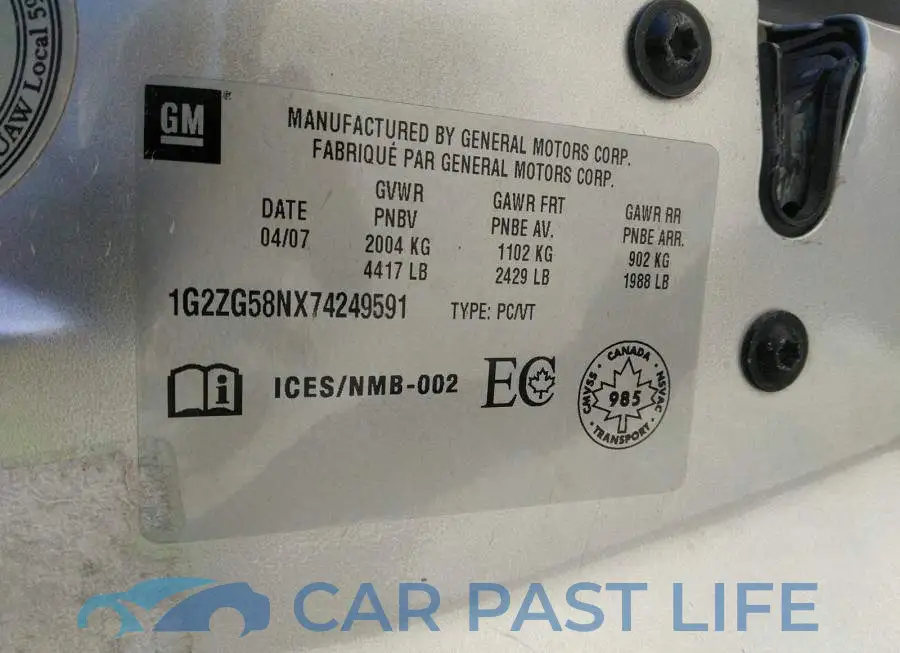 1G2ZG58NX74249591# 9