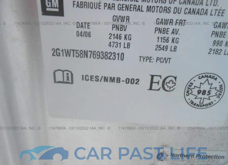 2G1WT58N769382310# 9