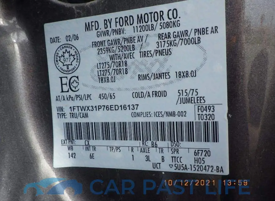 1FTWX31P76ED16137# 11