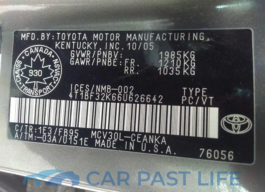 4T1BF32K66U626642# 9