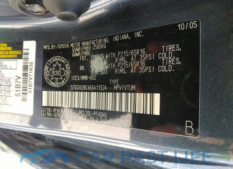 5TDZA29C46S411534# 9