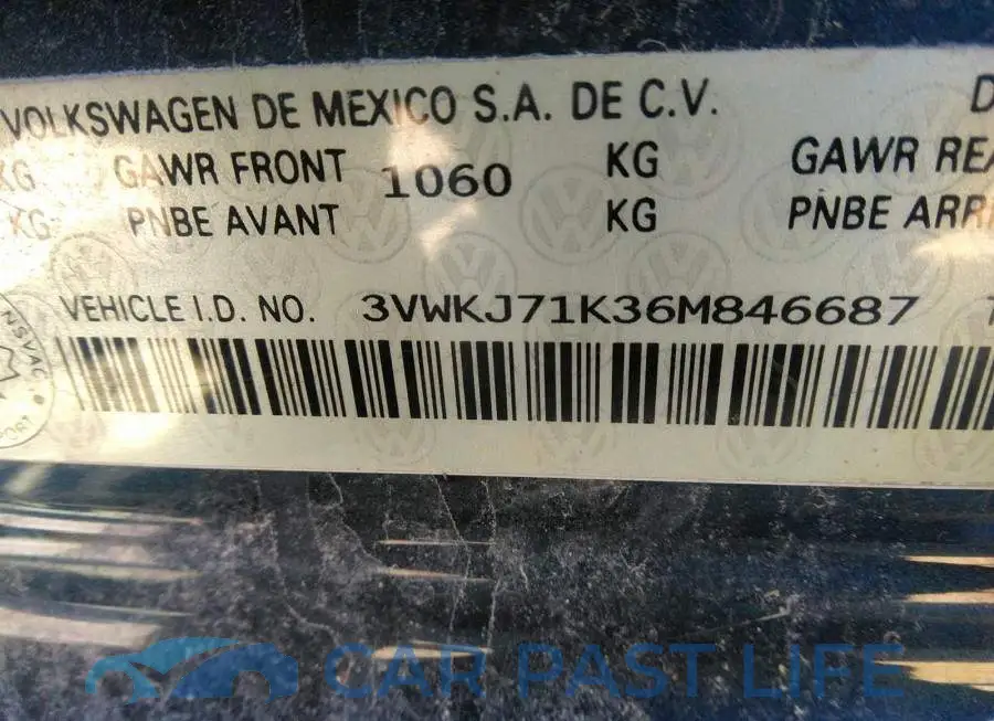 3VWKJ71K36M846687# 9