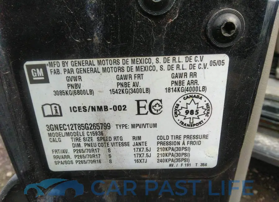 3GNEC12T85G265799# 9