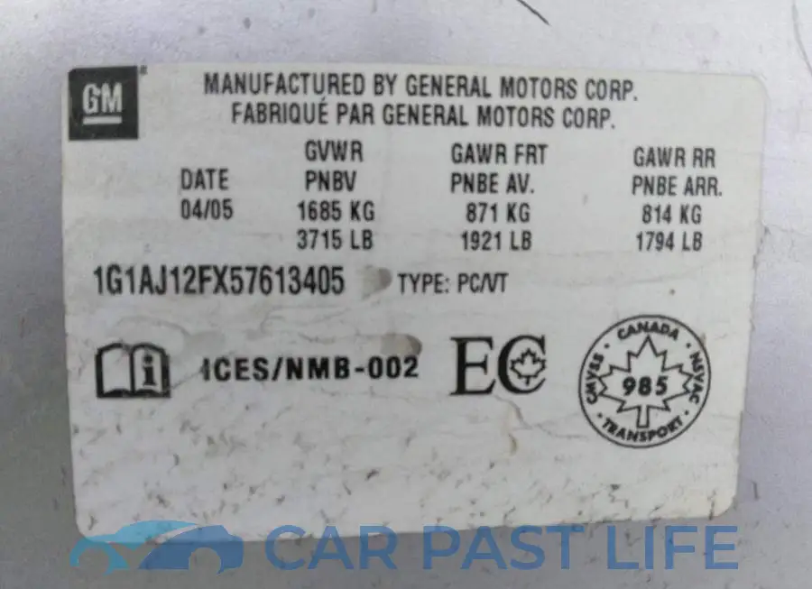 1G1AJ12FX57613405# 9